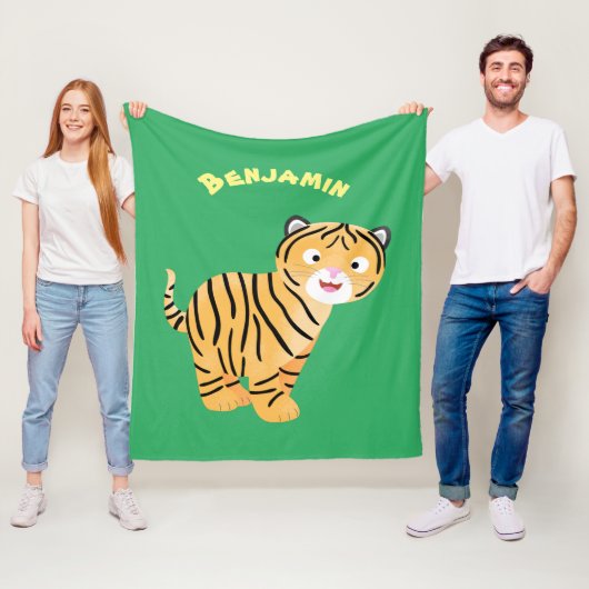 可愛いハッピータイガーの可愛い漫画 フリースブランケット (インサイチュ)