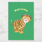 可愛いハッピータイガーの可愛い漫画 フードラベル (シングルラベル)