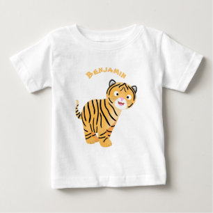 可愛いハッピータイガーの可愛い漫画 ベビーTシャツ