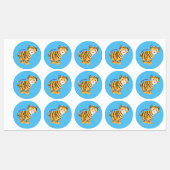 可愛いハッピータイガーの可愛い漫画 ラベル (シート)