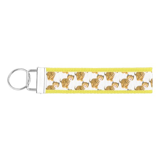 可愛いハッピータイガーの可愛い漫画 リストバンドキーホルダー (鍵左)