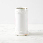 可愛いハッピードッグとソウルフルな目誕生日ピンク ビールジョッキ (中央)