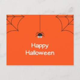 可愛いハッピーハローウィンぶら下がったのスパイダー(くもの巣) ポストカード