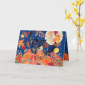 可愛いハッピーハローウィンキャットマウスムーンパンプキンキッズ カード (黄色い花)