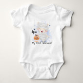 可愛いハッピーハローウィンミイマキッテンとカボチャ ベビーボディスーツ (正面)