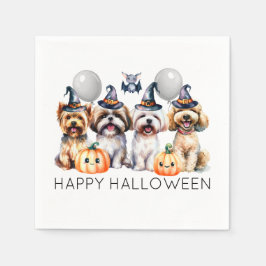 可愛いハッピーハローウィン犬 スタンダードカクテルナプキン