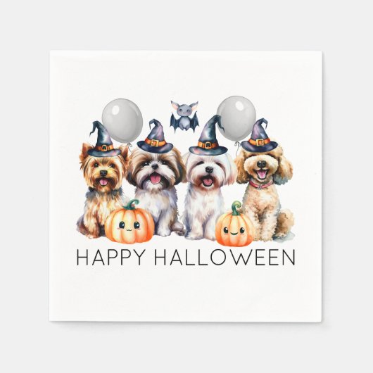 可愛いハッピーハローウィン犬 スタンダードカクテルナプキン (正面)