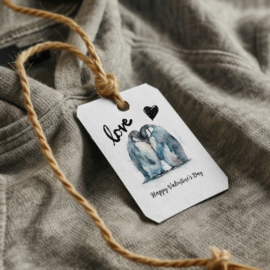 可愛いハッピーバレンタインデーとペンギンの愛 ギフトタグ