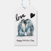 可愛いハッピーバレンタインデーとペンギンの愛 ギフトタグ (正面)