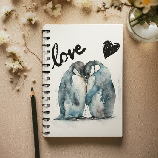 可愛いハッピーバレンタインデーとペンギンの愛 ノートブック