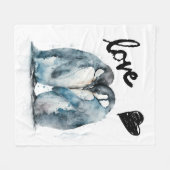 可愛いハッピーバレンタインデーとペンギンの愛 フリースブランケット (正面(横))