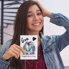 可愛いハッピーバレンタインデーとペンギンの愛 ポストカード