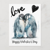 可愛いハッピーバレンタインデーとペンギンの愛 ポストカード (正面)