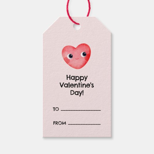 可愛いハッピーバレンタインデーベビーハート ギフトタグ (正面)