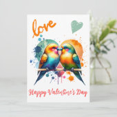 可愛いハッピーバレンタインデー（ラブバード） シーズンカード (スタンド正面)