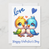 可愛いハッピーバレンタインデー(ラブバード) シーズンカード (正面)