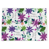 可愛いハッピーバースデーカラフルフローラ ラージペーパーバッグ (正面)