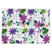 可愛いハッピーバースデーカラフルフローラ ラージペーパーバッグ (裏面)