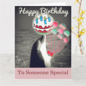 可愛いハッピーバースデードルフィンバルーンアートカード カード (黄色い花)