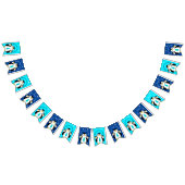 可愛いハッピーバースデーボーイペンギンブルーネクタイ バンティングフラッグ (全)