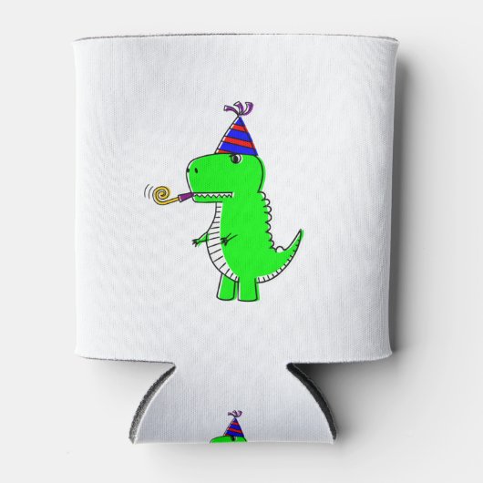 可愛いハッピーバースデー恐竜 缶クーラー (正面)