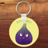 可愛いハッピーパープルイチジクのフルーツマンガ キーホルダー (正面)