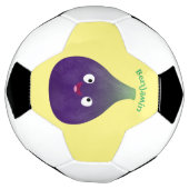 可愛いハッピーパープルイチジクのフルーツマンガ サッカーボール (回転)