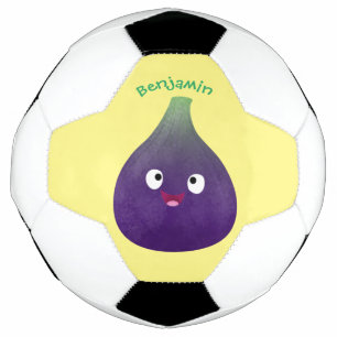 可愛いハッピーパープルイチジクのフルーツマンガ サッカーボール