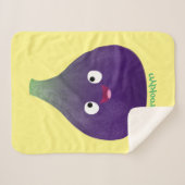 可愛いハッピーパープルイチジクのフルーツマンガ シェルパブランケット (正面(横))