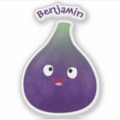 可愛いハッピーパープルイチジクのフルーツマンガ シール (正面)