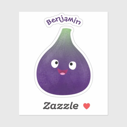 可愛いハッピーパープルイチジクのフルーツマンガ シール (シート)