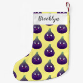 可愛いハッピーパープルイチジクのフルーツマンガ スモールクリスマスストッキング (裏面)