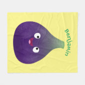 可愛いハッピーパープルイチジクのフルーツマンガ フリースブランケット (正面(横))