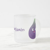 可愛いハッピーパープルイチジクのフルーツマンガ フロストグラスマグカップ (正面右)