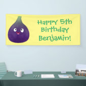 可愛いハッピーパープルイチジクのフルーツマンガ 横断幕 (トレードショー)