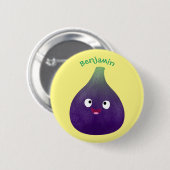 可愛いハッピーパープルイチジクのフルーツマンガ 缶バッジ (正面&裏面)