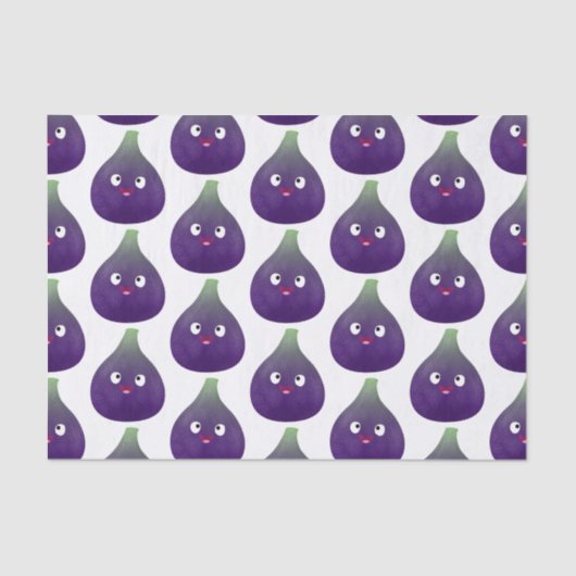 可愛いハッピーパープルイチジクのフルーツマンガ 薄葉紙 (正面)