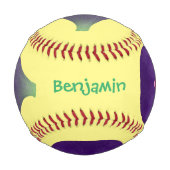 可愛いハッピーパープルイチジクのフルーツマンガ 野球ボール (正面)
