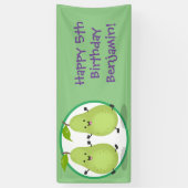 可愛いハッピーパールtwins漫画イラストレーション 横断幕 (縦)