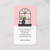 可愛いハッピーブラックキャットオンウィンドシルペット 名刺 (裏面)