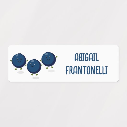 可愛いハッピーブルーベリー紫の漫画パーソナライズされた ラベル (デザイン2)
