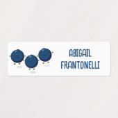 可愛いハッピーブルーベリー紫の漫画パーソナライズされた ラベル (デザイン1)