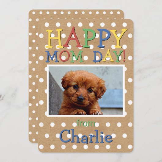 可愛いハッピーマザーズの願い犬の写真 シーズンカード (正面/裏面)