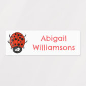 可愛いハッピーレッドラディバグパーソナライズされた漫画 ラベル (デザイン2)