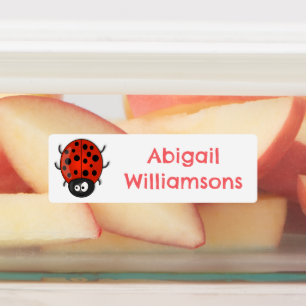 可愛いハッピーレッドラディバグパーソナライズされた漫画 ラベル