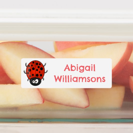 可愛いハッピーレッドラディバグパーソナライズされた漫画 ラベル (貼付)