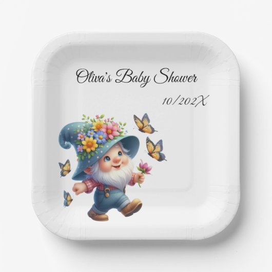 可愛いハッピー格言と蝶の赤ちゃんシャワー ペーパープレート (正面)