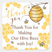 可愛いハニッ感謝していクの蜂の巣 スクエアシール (正面)