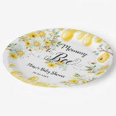 可愛いハニービーイエローフローラベビーシャワー ペーパープレート (アングル)