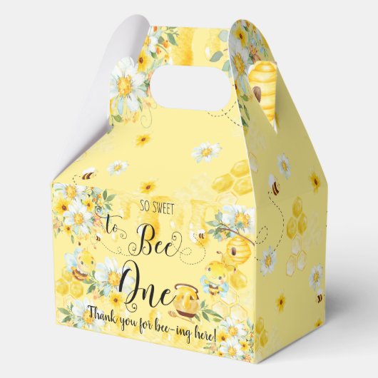 可愛いハニービーイエローフローラ1歳の誕生日1 フェイバーボックス (裏面)